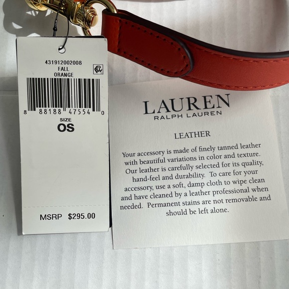 NWT RALPH LAUREN  Kassie medium leather convertible shoulder bag fall orange - Picture 6 of 12